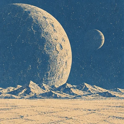 Giant moon rising over a salt flat